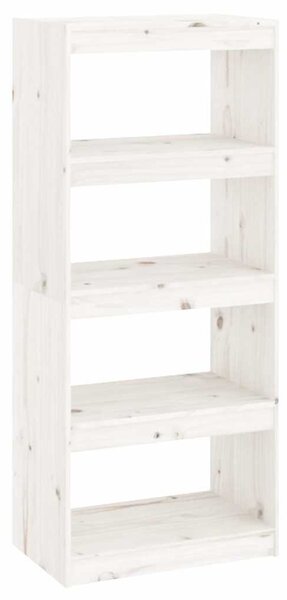 Fehér tömör fenyőfa könyvszekrény/térelválasztó 60x30x135,5 cm
