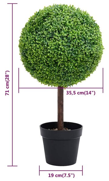 Zöld gömbalakú cserepes műpuszpáng 71 cm