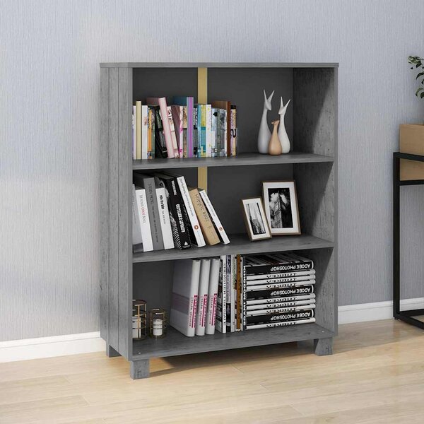 HAMAR sötétszürke tömör fenyőfa könyvszekrény 85 x 35 x 112 cm