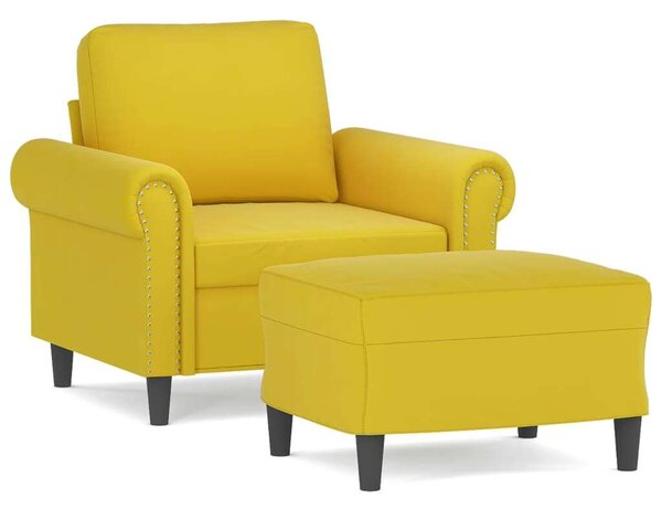VidaXL sárga bársony kanapéfotel lábtartóval 60 cm