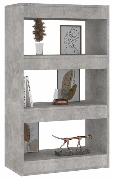 Betonszürke szerelt fa könyvszekrény/térelválasztó 60x30x103 cm