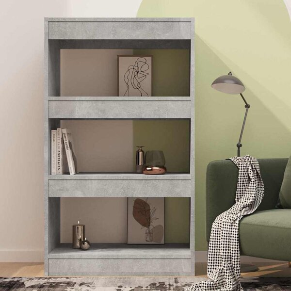 Betonszürke szerelt fa könyvszekrény/térelválasztó 60x30x103 cm