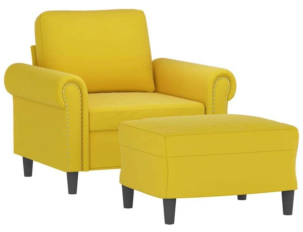 VidaXL sárga bársony kanapéfotel lábtartóval 60 cm