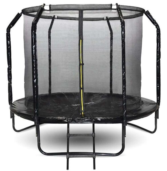 SkyFlyer fekete, 244 cm-es kerti trambulin hálóval és profilozott