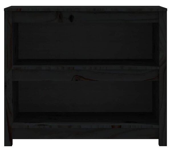 Fekete tömör fenyőfa könyvszekrény 80x35x68 cm