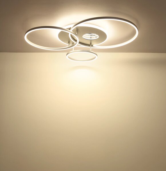 INVERTINA LED mennyezeti lámpa, ezüst, 90 cm, 54W, 2256 lm, 2700–6500 K