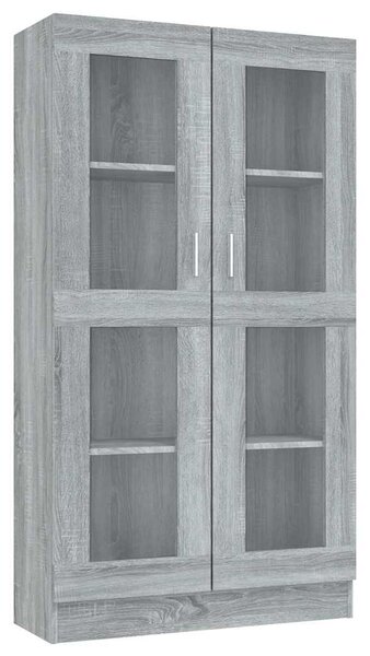 Szürke sonoma színű szerelt fa vitrinszekrény 82,5x30,5x150 cm