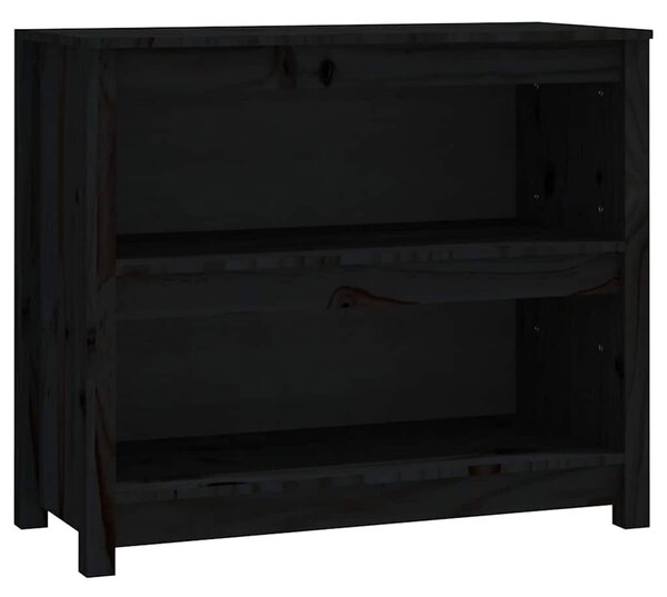 Fekete tömör fenyőfa könyvszekrény 80x35x68 cm