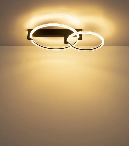 FLETCHER LED mennyezeti lámpa, matt fekete, 58 cm, 24W, 2100 lm, 3000 K