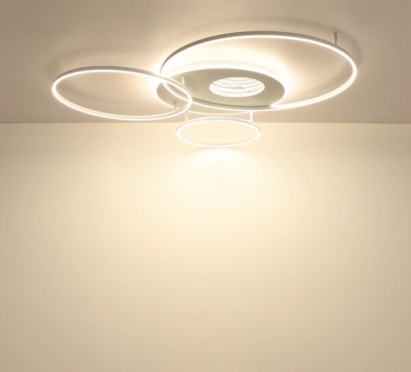 INVERTINA LED mennyezeti lámpa, matt fehér, 126,4 cm, 70W, 4599 lm, 2700–6500 K