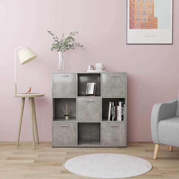 Betonszürke szerelt fa könyvszekrény 90 x 30 x 90 cm