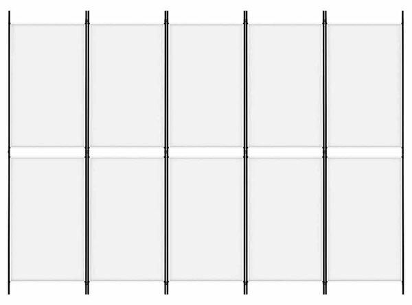 Fehér 5 paneles paraván 250x180 cm szövet