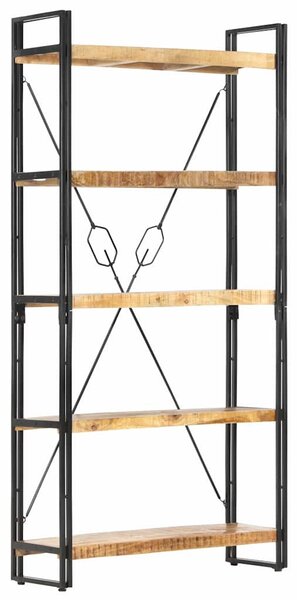 5-szintes tömör mangófa könyvespolc 90 x 30 x 180 cm