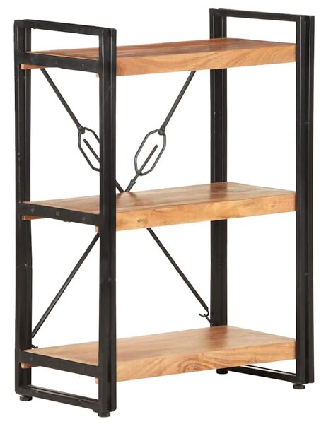 3 szintes tömör akácfa könyvespolc 60 x 30 x 80 cm