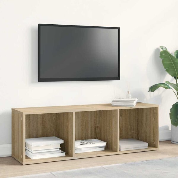 Sonoma tölgy színű forgácslap könyv-/TV-szekrény 36x30x114 cm