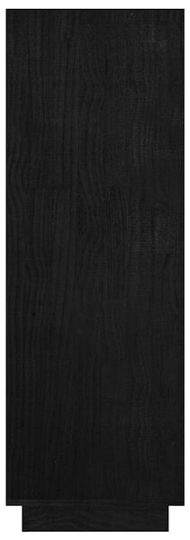 Fekete tömör fenyőfa könyvszekrény/térelválasztó 80x35x103 cm