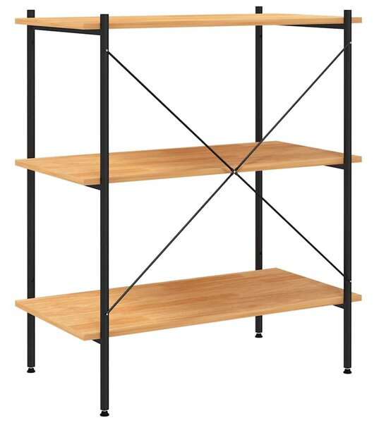 3-szintes fekete és tölgyfa polcrendszer 80 x 40 x 92 cm
