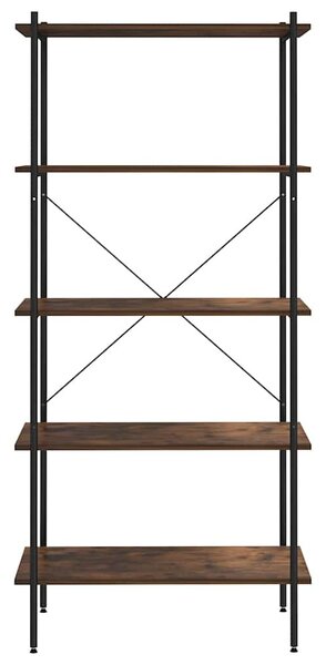 Fekete és sötét faszínű 4 szintes polcrendszer 80 x 40 x 163 cm