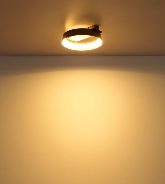 SYRAKUS LED mennyezeti lámpa, matt kávébarna, 26 cm, 12W, 629 lm, 3000 K