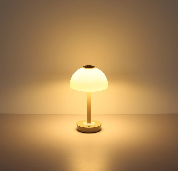 ULDIN LED asztali lámpa, homokszínű, Ø18 cm, 7W, 255 lm, 3000 K