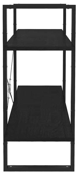 2-szintes fekete tömör fenyőfa könyvszekrény 100 x 30 x 70 cm