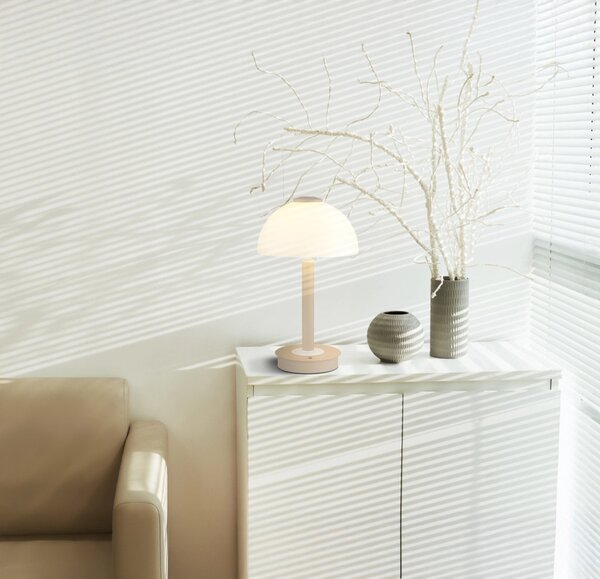 ULDIN LED asztali lámpa, homokszínű, Ø18 cm, 7W, 255 lm, 3000 K