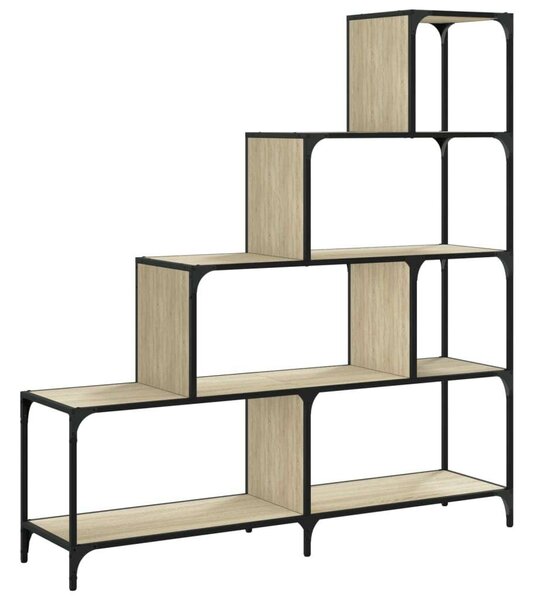 VidaXL 4 Polcos Fa Könyvespolc - Sonoma Tölgy - 139x33,5x149 cm