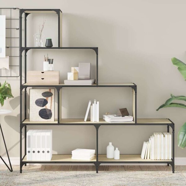 VidaXL 4 Polcos Fa Könyvespolc - Sonoma Tölgy - 139x33,5x149 cm