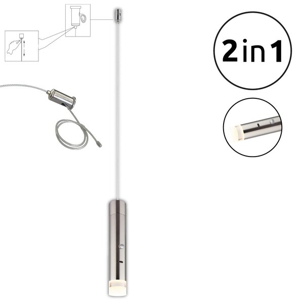 PELO LED függőlámpa, matt nikkel, Ø3,8 cm, 2W, 60 lm, 3000 K