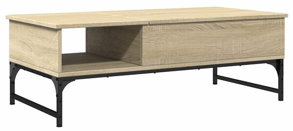 Sonoma tölgy szerelt fa és fém dohányzóasztal 100 x 50 x 35 cm