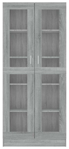Szürke sonoma szerelt fa vitrinszekrény 82,5x30,5x185 cm