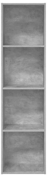 Betonszürke szerelt fa könyvespolc 40 x 30 x 152 cm