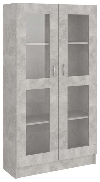 Betonszürke szerelt fa vitrinszekrény 82,5 x 30,5 x 150 cm