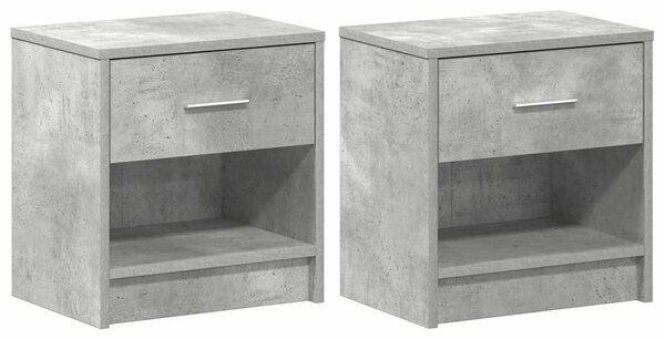 2 db betonszürke éjjeliszekrény fiókkal 39x28x41 cm