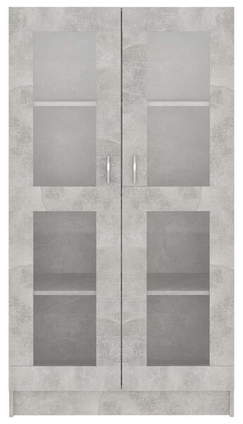 Betonszürke szerelt fa vitrinszekrény 82,5 x 30,5 x 150 cm