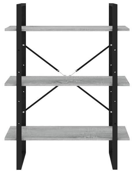 Szürke sonoma színű szerelt fa könyvszekrény 80 x 30 x 105 cm