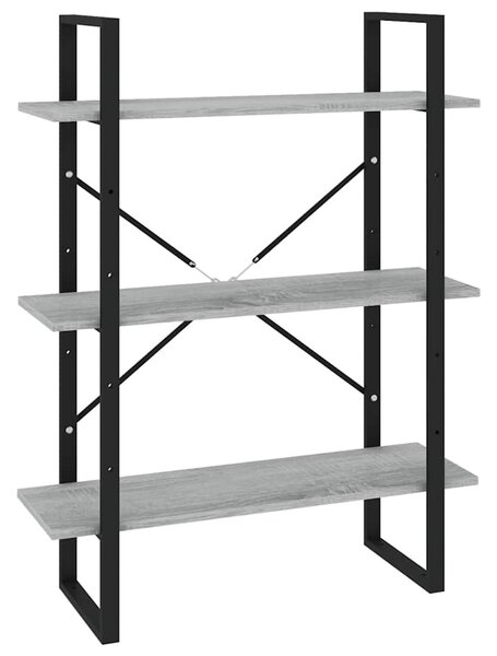 Szürke sonoma színű szerelt fa könyvszekrény 80 x 30 x 105 cm
