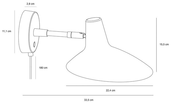 DFTP by Nordlux Darci Short fali világítás, kinyúlás: 33,5 cm, fekete, Fekete, Hálószoba, fém, Skandináv