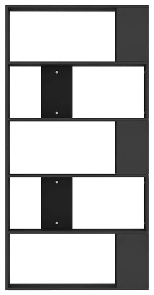 Fekete szerelt fa könyvszekrény/térelválasztó 80x24x159 cm