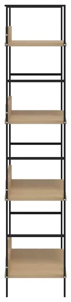 4 szintes tölgyszínű szerelt fa könyvespolc 60x27,6x124,5 cm