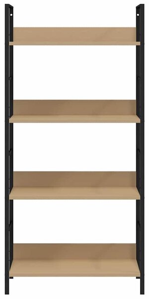 4 szintes tölgyszínű szerelt fa könyvespolc 60x27,6x124,5 cm