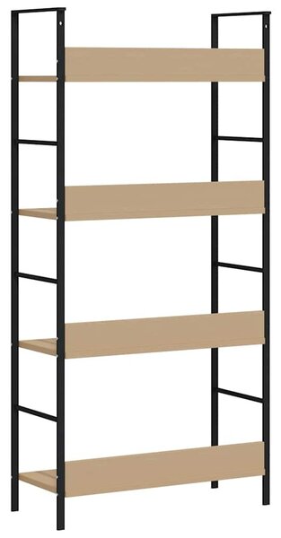 4 szintes tölgyszínű szerelt fa könyvespolc 60x27,6x124,5 cm