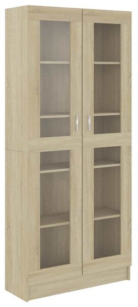 Sonoma tölgy színű szerelt fa vitrinszekrény 82,5x30,5x185 cm