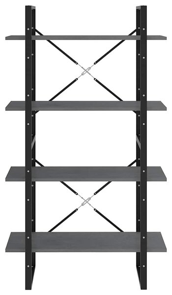 Négyszintes szürke tömör fenyőfa könyvszekrény 80 x 30 x 140 cm