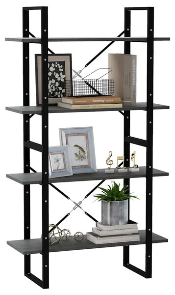 Négyszintes szürke tömör fenyőfa könyvszekrény 80 x 30 x 140 cm