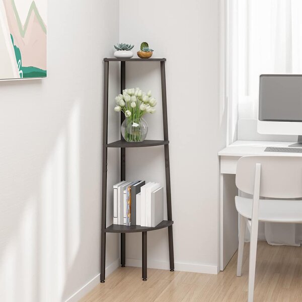 3 szintes fekete sarokpolc 45,5 x 31,5 x 120 cm