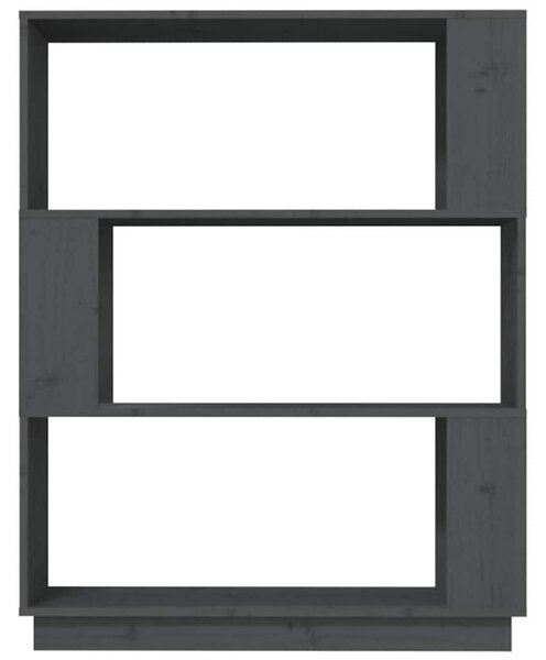 Szürke tömör fenyőfa könyvszekrény/térelválasztó 80x25x101 cm