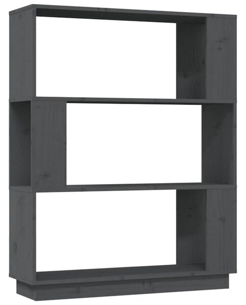 Szürke tömör fenyőfa könyvszekrény/térelválasztó 80x25x101 cm