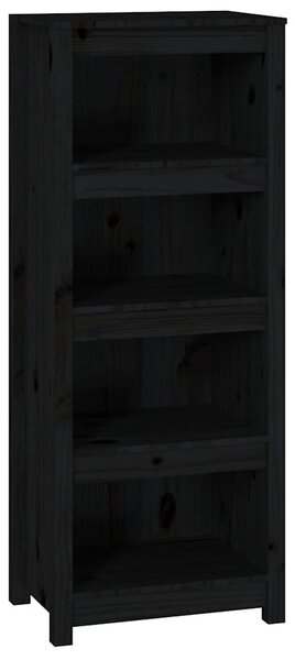 Fekete tömör fenyőfa könyvszekrény 50x35x125,5 cm