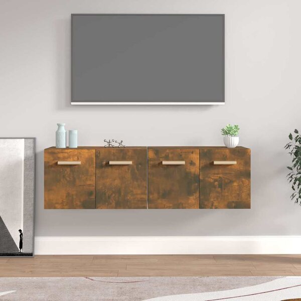 2 db füstös tölgy színű szerelt fa faliszekrény 60x36,5x35 cm